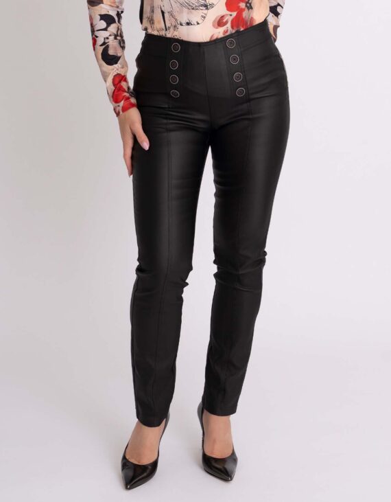 Fekete 8 gombos szűk szárú elasztikus nadrág /kent bengalin/