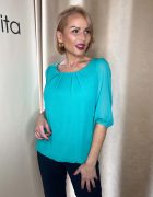 Menta színű kerek nyakú hátul megkötős gumis aljú blúz - Image 2