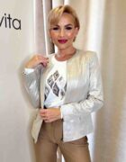 Beige színű csillogós blézer " Dolce Vita kollekció " - Image 4