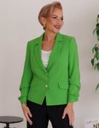 Zöld gombos, galléros blézer szaténbéléssel "Fashionista"