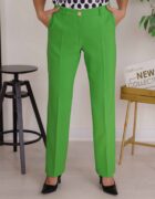 Zöld élvasalt, elegáns egyenes szárú nadrág "Fashionista"