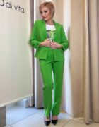 Zöld élvasalt, elegáns egyenes szárú nadrág "Fashionista" - Image 5