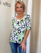 Mintás V-nyakú gumis aljú felső "Fashionista kollekció"