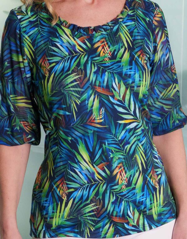 Zöld-kék mintás necc felső "BotaniColor kollekció" - Image 3
