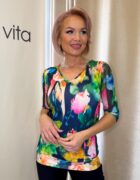 Virág mintás Vnyakú felső "Flora Fantasia kollekció"