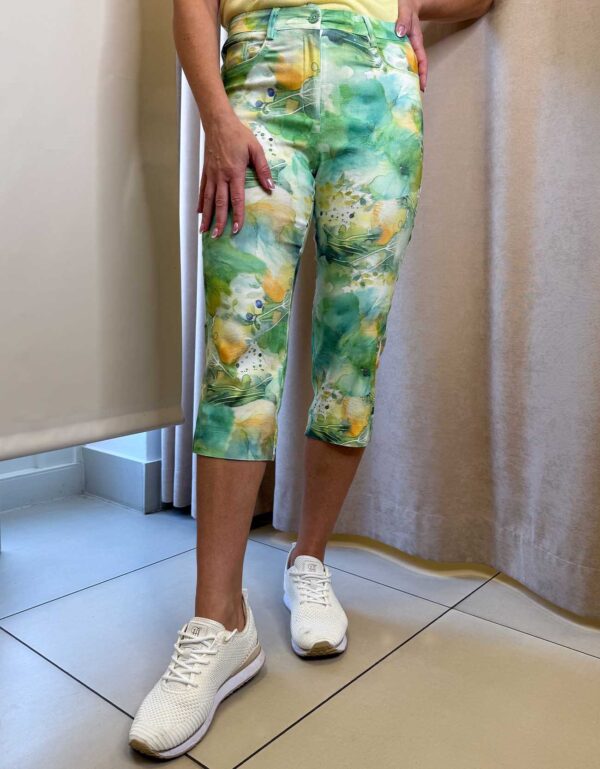 Zöld mintás elasztikus nadrág (bengalin)