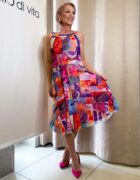 Mintás necc ruha derékban elvágott lefelé bővülő szoknyarésszel Patchwork kollekció - Image 4
