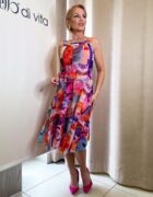 Mintás necc ruha derékban elvágott lefelé bővülő szoknyarésszel Patchwork kollekció - Image 6
