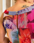 Mintás necc ruha derékban elvágott lefelé bővülő szoknyarésszel Patchwork kollekció - Image 8