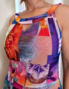 Mintás necc ruha derékban elvágott lefelé bővülő szoknyarésszel Patchwork kollekció - Image 10