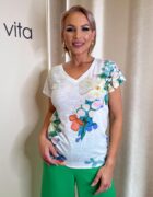 Színes mintás gumis aljú felső V-kivágással "Rosalia kollekció"