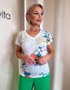 Színes mintás gumis aljú felső V-kivágással "Rosalia kollekció" - Image 2