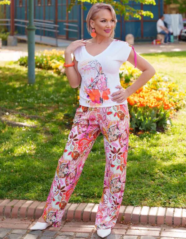Pink mintás bőszárú nadrág - Image 3