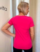 Pink V-nyakú rövid ujjú felső „Pálma Oázis kollekció” - Image 3