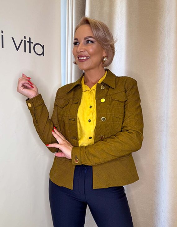 Mustár kockás blézer(bengalin)