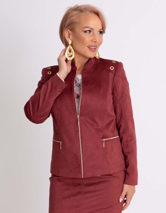 Burgundi textil velúrbőr blézer arany ringlivel "Isztambul kollekció"