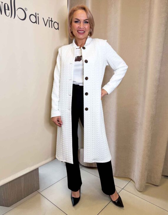 Fehér kötött hosszú gombos kardigán - 46