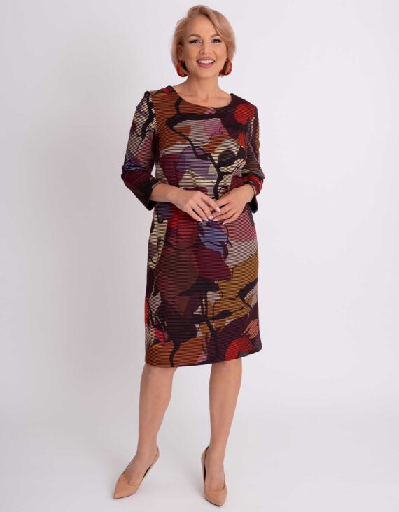 Bordás-színes mintás kerek nyakú ruha "Isztambul kollekció"