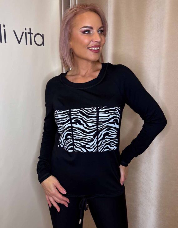 Fekete-mintás kerek nyakú felső " Patchwork kollekció "