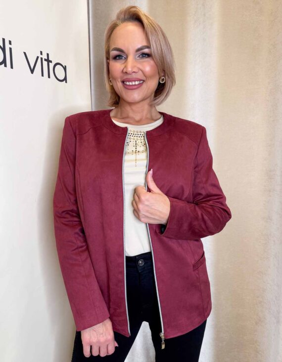 Bordó kerek nyakú blézer