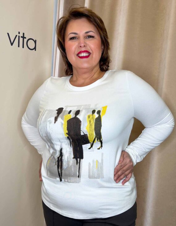 Grafikás ecrü felső  "Monari"