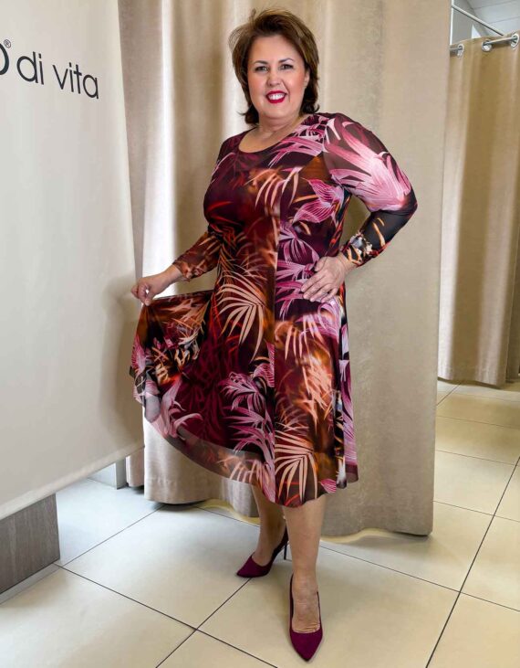 Bordó levélmintás necc ruha