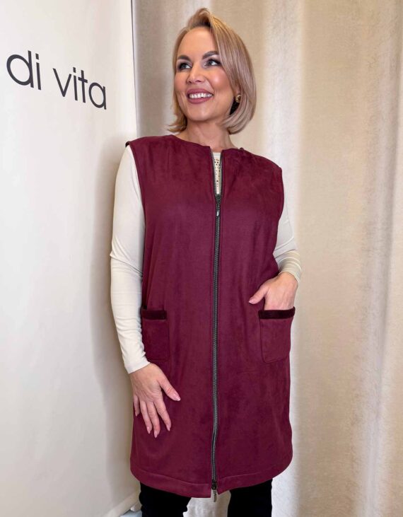 Bordó húzózáras mellény