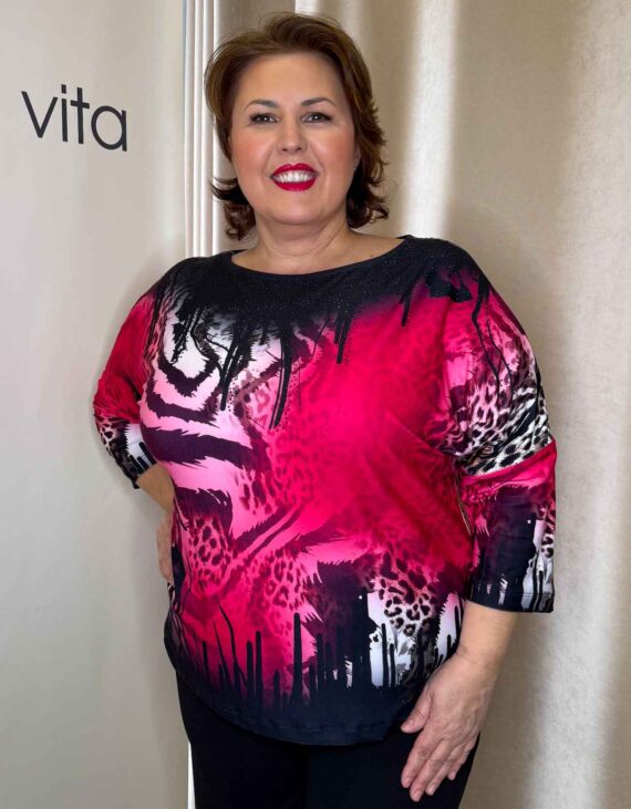 Fuxia-fekete mintás felső "Török"