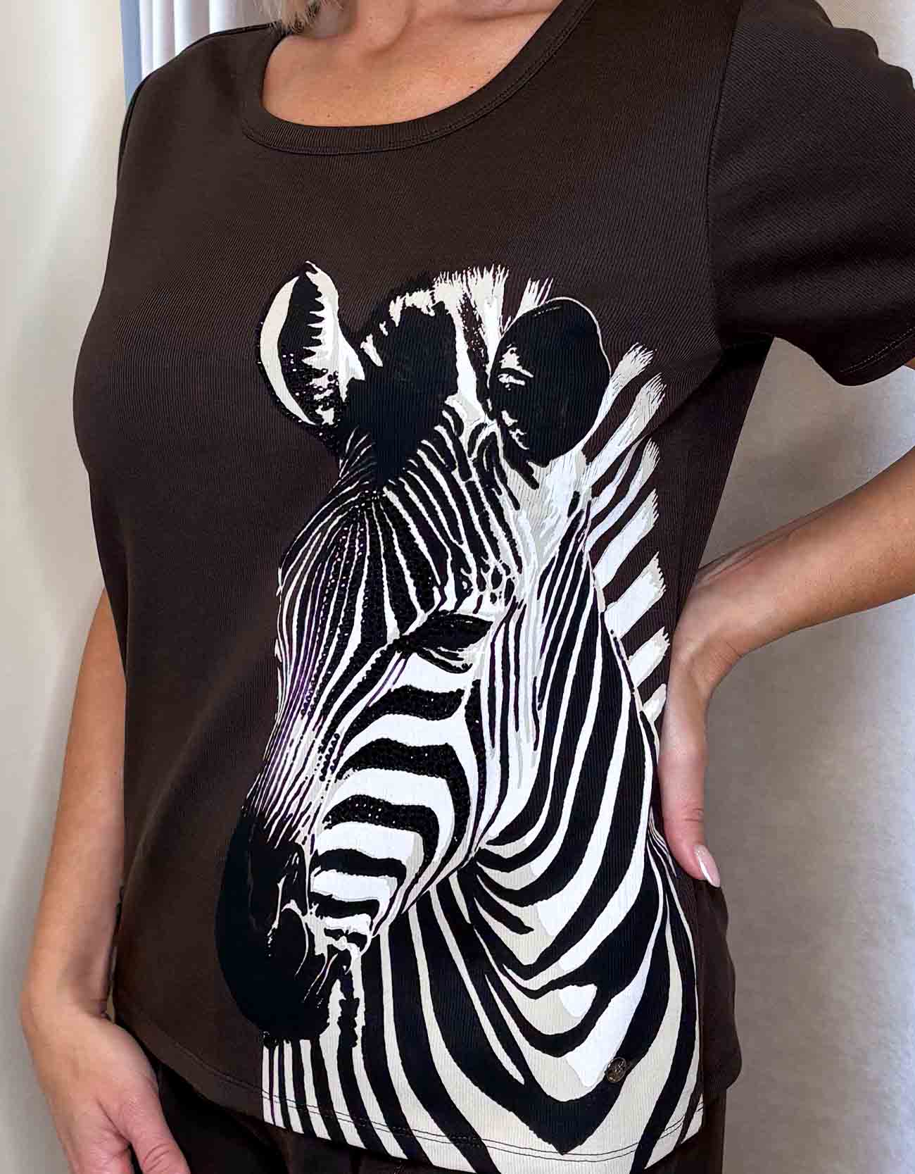 Zebra mintás sötétbarna felső "Monari" - Image 2