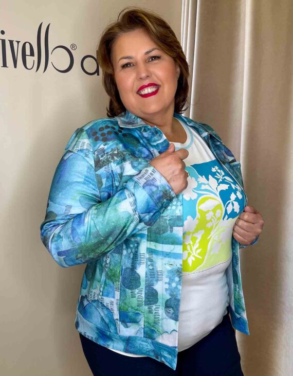 Kék-zöld mintás blézer "Livello"