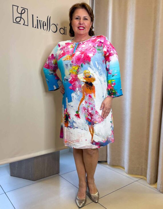 Egyedi grafikás elől megkötős ruha "Kandai"