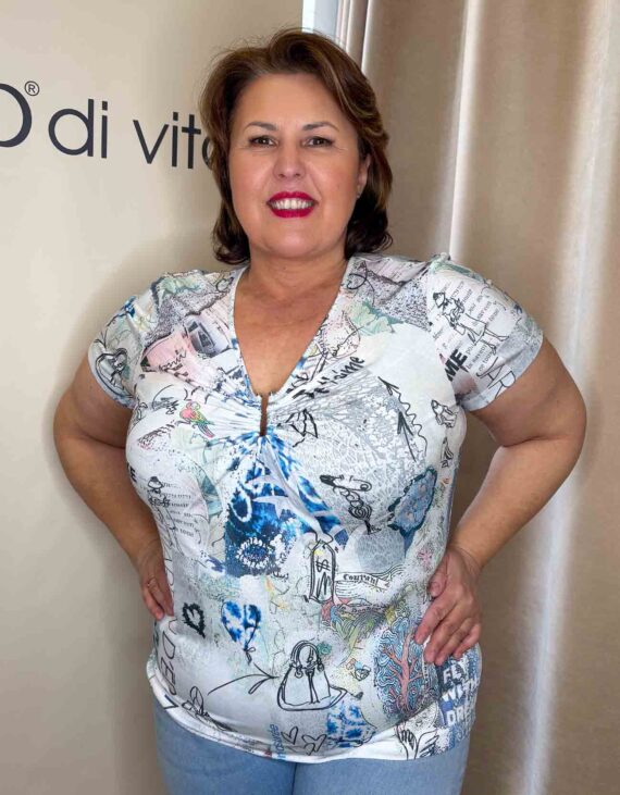 Fehér-kék mintás felső "Kandai"