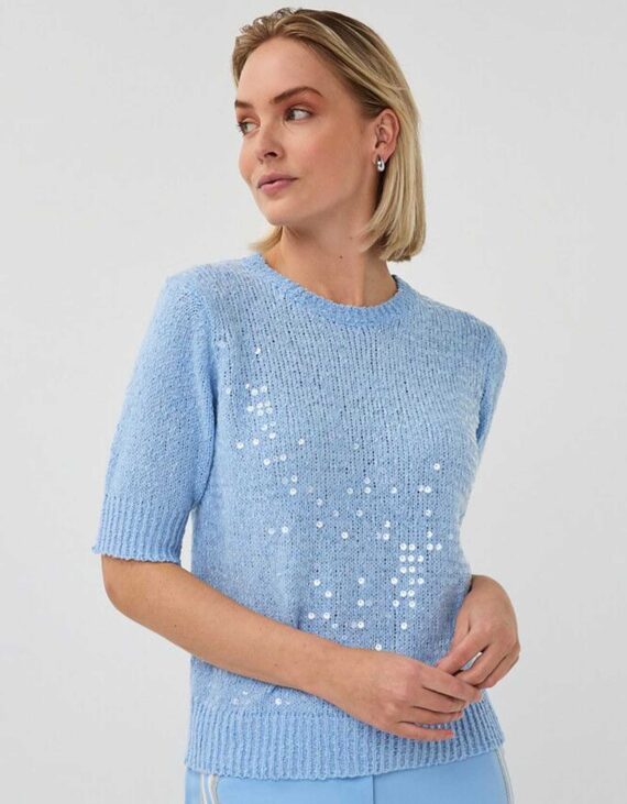 Fényes flitteres kék felső "Esqualo"