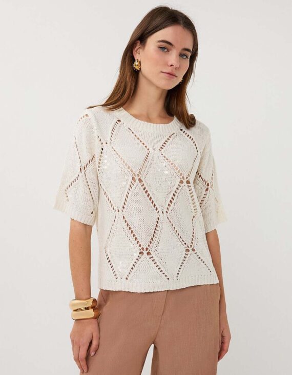 Horgolt beige felső "Esqualo"