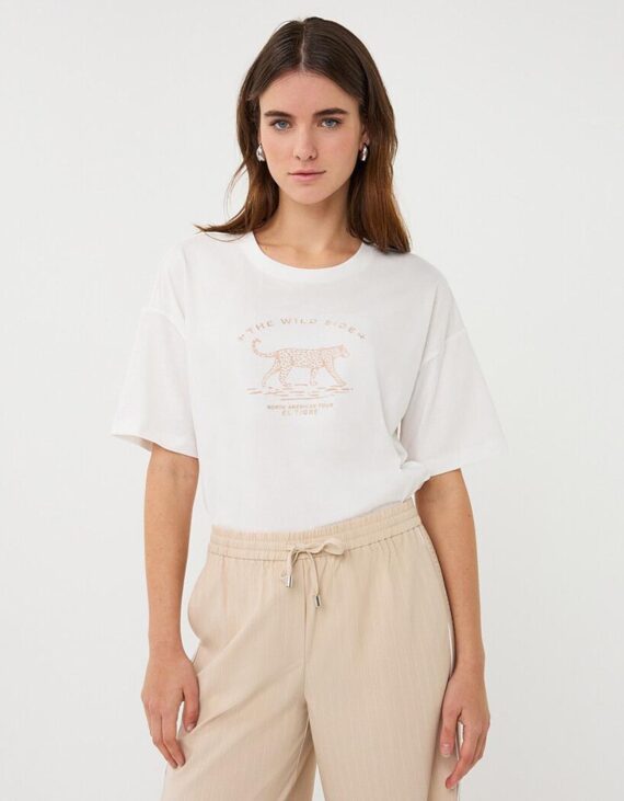 Fehér színű drapp színá grafikás felső "Esqualo"