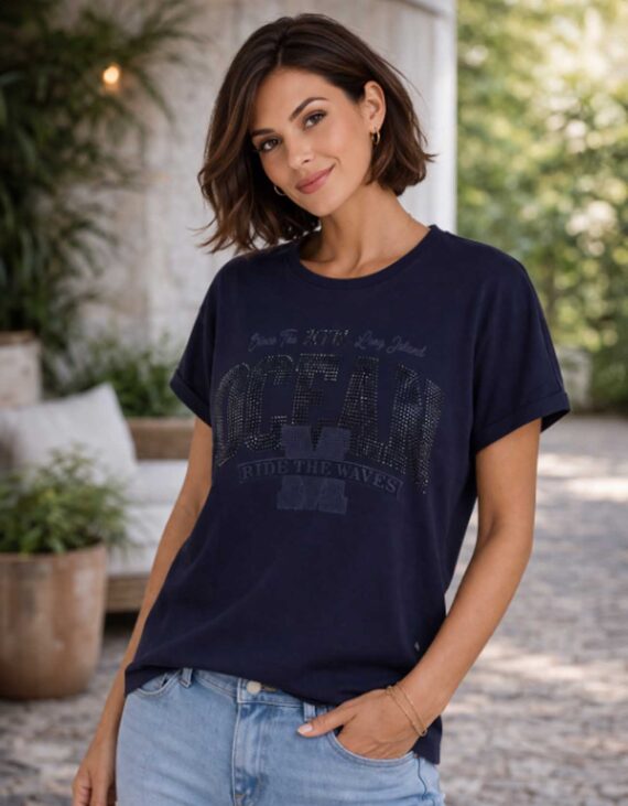 Sötétkék strasszos felső "Monari"