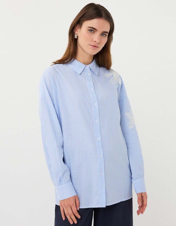 Fehér-világoskék csíkos 3D-s felső "Esqualo"