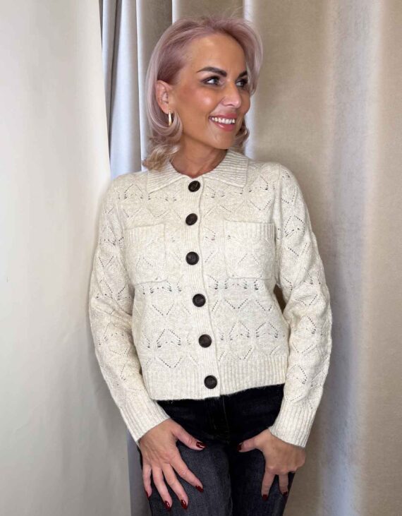 Beige gombos kardigán